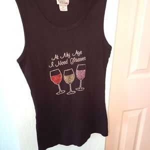 Host Pick - NWOT -Wine glass tank top, blouse,  embellished